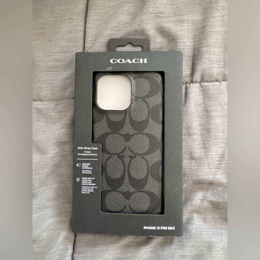 Coach Black Slim Wrap case (15 pro max) used but in excellent condition